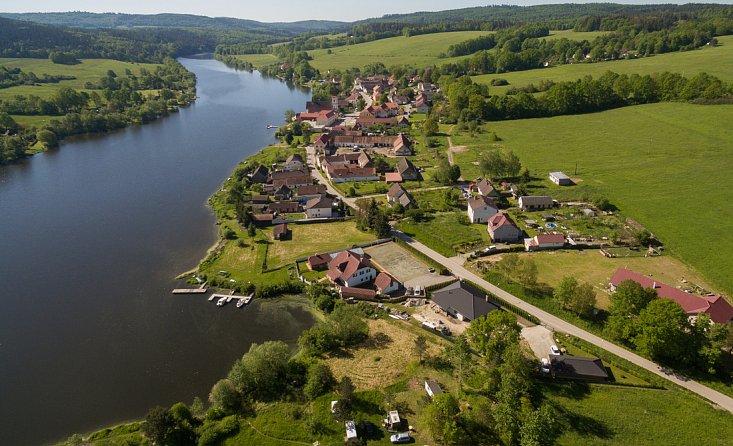 The picturesque valley of the Vltava river north of České Bu